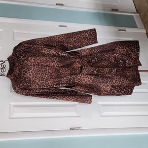 Animal Print Belted Trench Coat Vintage